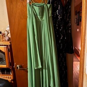 David's Bridal Sage Green Maxi Dress